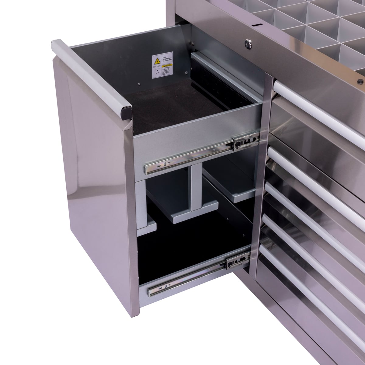 SGS 61in Stainless Steel 9 Drawer Tool Chest | Split Wooden Lift-Up Worktop